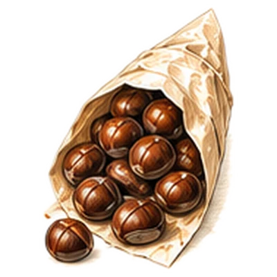Roasted chestnuts in a paper cone