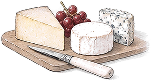 Three cheeses on a board