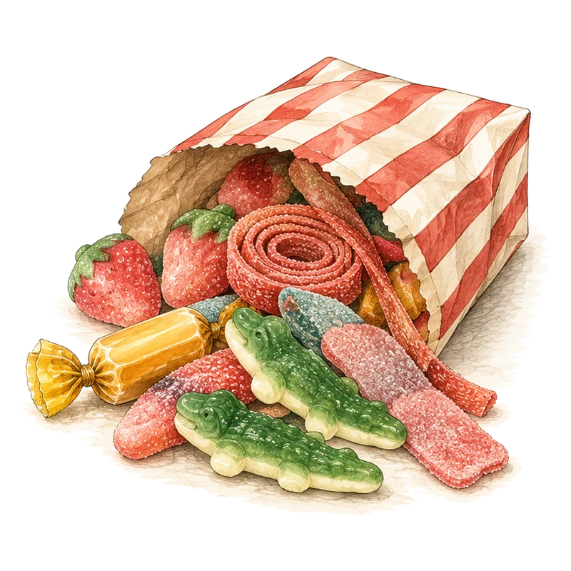 A paper bag of French candy