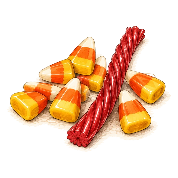Candy corn and licorice