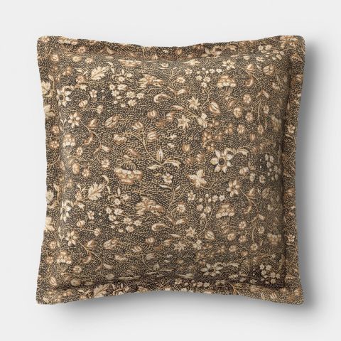 Threshold 18"x18" Square Floral Printed Throw Pillow Gray/Neutral -Threshold