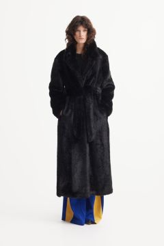 Julia Allert Demi-Season Solid Faux Fur Coat Warm Beige