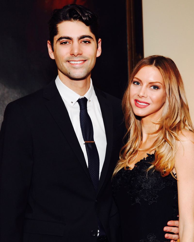 Elizabeth and Sacha dressed for something formal
